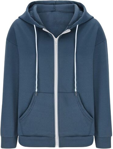 Zip Up Hoodie Women Long Sleeve Hooded Sweatshirts Pockets Jacket Coat for Women 2025 Fall Fashion Lightweight Jacket in Saudi Arabia