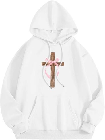 Bow Hoodies For Women Cute Trendy Long Sleeve Casual Graphic Hooded Sweatshirts With Pockets Preppy Clothes Pullover Tops in Saudi Arabia