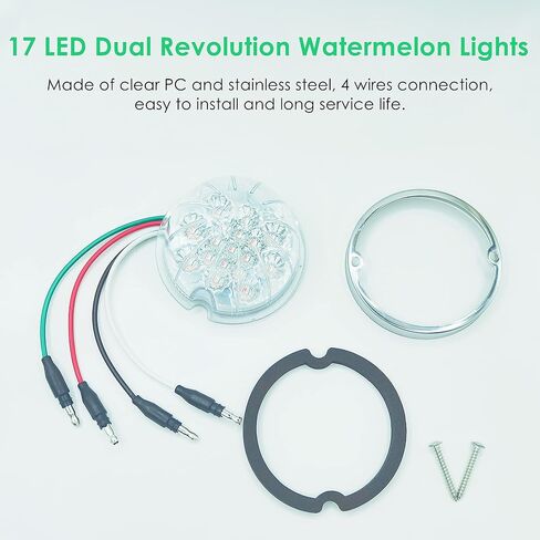 2PCS Dual Revolution Amber Turn Signal and Marker to Purple Auxiliary 17 LED Watermelon Lights, Clear Lens & Stainless Steel Bezel Marker Light for Freightliner Kenworth Peterbilt Trailer Heavy Truck in Kuwait