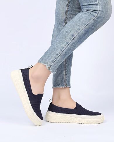 متماسكة للسيدات متماسكة جولة إصبع القدم شقق ليفر مريحة المشي غير الرسمية عمل بيني يقود أحذية زلة متنقلة in Kuwait