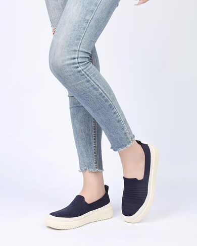 متماسكة للسيدات متماسكة جولة إصبع القدم شقق ليفر مريحة المشي غير الرسمية عمل بيني يقود أحذية زلة متنقلة in Kuwait