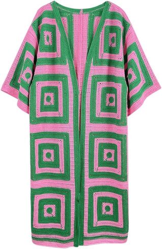 ScarvesMe Women's Fashion Classy Flower Tow Tone Crochet Cardigan Kimono in Saudi Arabia