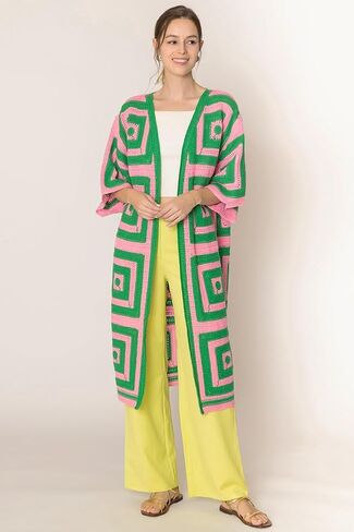 ScarvesMe Women's Fashion Classy Flower Tow Tone Crochet Cardigan Kimono in Saudi Arabia