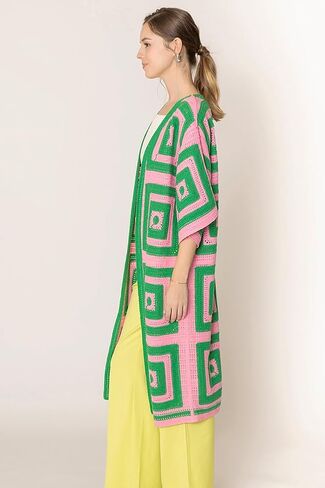 ScarvesMe Women's Fashion Classy Flower Tow Tone Crochet Cardigan Kimono in Saudi Arabia