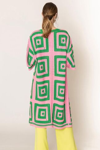 ScarvesMe Women's Fashion Classy Flower Tow Tone Crochet Cardigan Kimono in Saudi Arabia