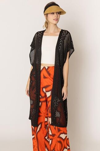 ScarvesMe Women's Fashion Classy Flower Tow Tone Crochet Cardigan Kimono in Saudi Arabia