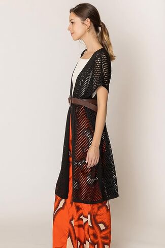 ScarvesMe Women's Fashion Classy Flower Tow Tone Crochet Cardigan Kimono in Saudi Arabia