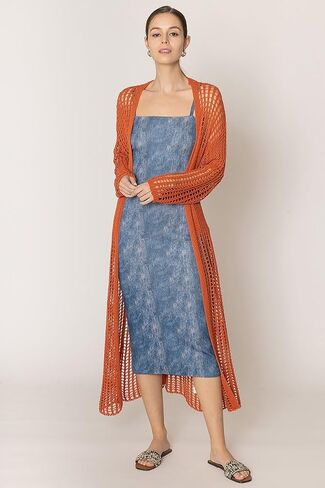 ScarvesMe Women's Fashion Classy Flower Tow Tone Crochet Cardigan Kimono in Saudi Arabia