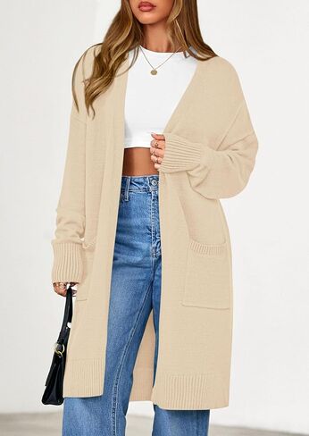 PRETTYGARDEN Women's Long Cardigans 2025 Fall Oversized Long Sleeve Open Front Lightweight Sweaters Knit Winter Coats in Saudi Arabia