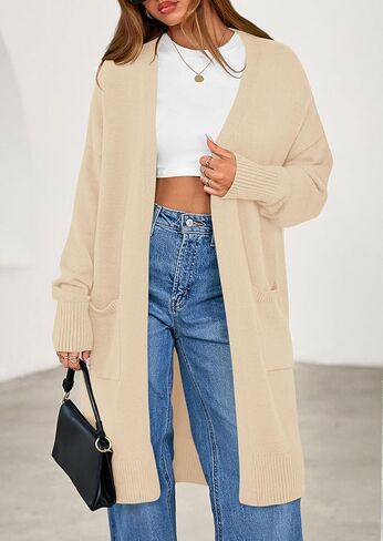 PRETTYGARDEN Women's Long Cardigans 2025 Fall Oversized Long Sleeve Open Front Lightweight Sweaters Knit Winter Coats in Saudi Arabia