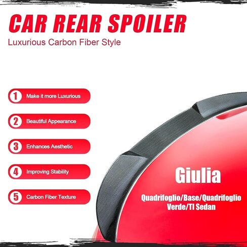 Rear Trunk Spoiler Glossy Black Replacement for 2015-2023 Alfa Romeo Giulia Sedan Rear Boot Lid Highkick Spoiler Wing Lip in Saudi Arabia