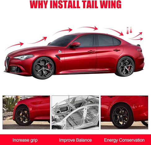 Rear Trunk Spoiler Glossy Black Replacement for 2015-2023 Alfa Romeo Giulia Sedan Rear Boot Lid Highkick Spoiler Wing Lip in Saudi Arabia