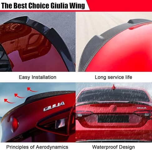 Rear Trunk Spoiler Glossy Black Replacement for 2015-2023 Alfa Romeo Giulia Sedan Rear Boot Lid Highkick Spoiler Wing Lip in Saudi Arabia