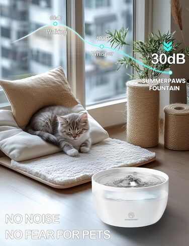 Stainless Steel Cat Water Fountain, 108oz/3.2L Water Fountains for Cats Indoor with Water Level Window, Easy Cleaning and Quiet Automatic Pet Water Dispenser Cat with 1 Replacement Filter in Saudi Arabia