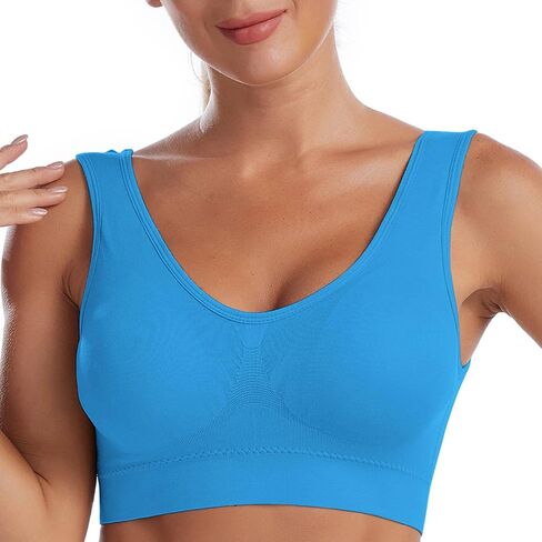 5 Pack Sports Bras for Women Seamless Wireless Workout Everyday Sleep Bra Comfortable & Breathable Removeable Pads in Saudi Arabia