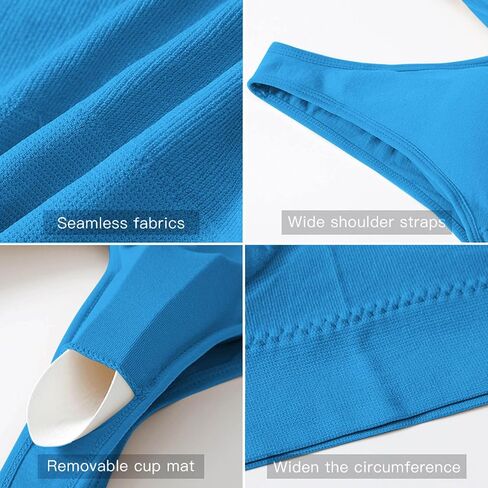 5 Pack Sports Bras for Women Seamless Wireless Workout Everyday Sleep Bra Comfortable & Breathable Removeable Pads in Saudi Arabia