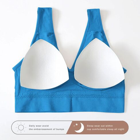 5 Pack Sports Bras for Women Seamless Wireless Workout Everyday Sleep Bra Comfortable & Breathable Removeable Pads in Saudi Arabia