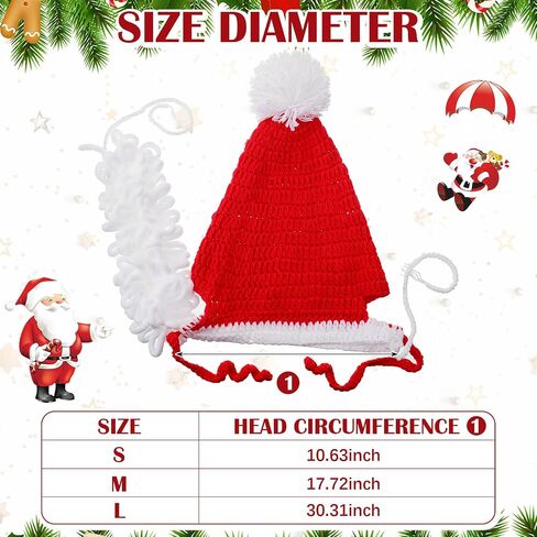 Puppy Cat Christmas Hat Lovely Santa Beard Cap Pet Santa Hat with Soft Fluffy Beard for Cats Dogs Pets(Small) in Saudi Arabia