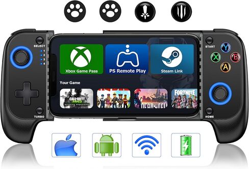 Wireless Phone Controller for iPhone/Android With Hall Joystick and RGB, Mobile Gaming Controller for iOS Support Xbox Game Pass, PlayStation, Steam Link, Call of Duty,Roblox, Minecraft, Cloud Gamepad in Kuwait