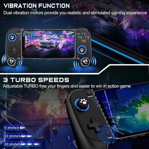 Wireless Phone Controller for iPhone/Android With Hall Joystick and RGB, Mobile Gaming Controller for iOS Support Xbox Game Pass, PlayStation, Steam Link, Call of Duty,Roblox, Minecraft, Cloud Gamepad in Kuwait