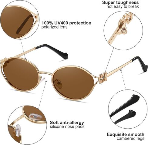 Sunglasses for Women Retro Oval 90s Sun Glasses Lightweight Vintage Cat Eye Trendy Shades UV400 Protection Lens in Saudi Arabia