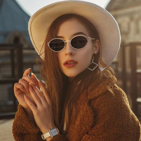 Sunglasses for Women Retro Oval 90s Sun Glasses Lightweight Vintage Cat Eye Trendy Shades UV400 Protection Lens in Saudi Arabia