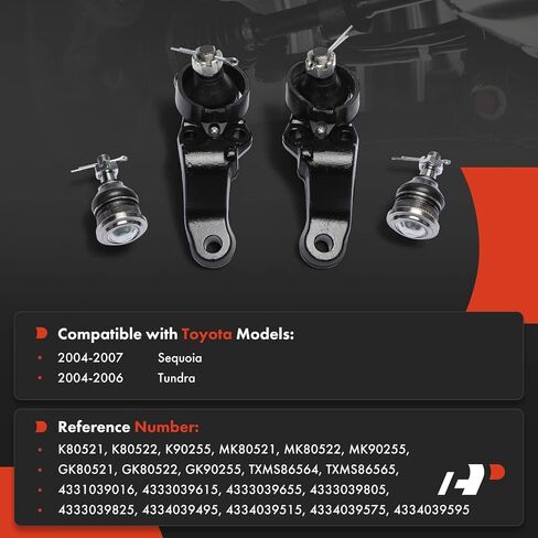 A-Premium Set of 4, Front Upper & Lower Ball Joints Kit, Compatible with Toyota Sequoia 2004-2007, Tundra 2004-2006 in Saudi Arabia