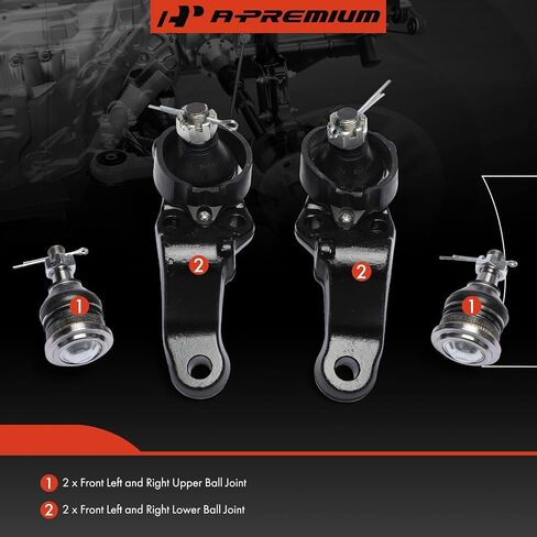 A-Premium Set of 4, Front Upper & Lower Ball Joints Kit, Compatible with Toyota Sequoia 2004-2007, Tundra 2004-2006 in Saudi Arabia