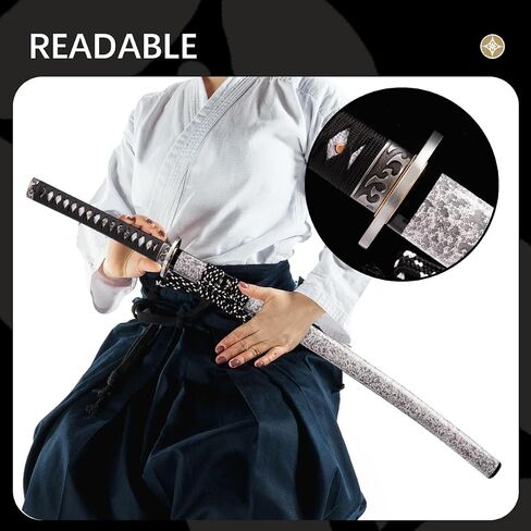 Japanese Samurai Katana Sword, 1060 High Carbon Steel Traditional Handmade, Blue Flame Full Tang, High-Performance/Razor-Sharp, Gifts for Men/Boys in Saudi Arabia