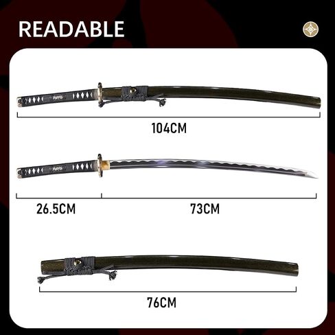 Japanese Samurai Katana Sword, 1060 High Carbon Steel Traditional Handmade, Blue Flame Full Tang, High-Performance/Razor-Sharp, Gifts for Men/Boys in Saudi Arabia