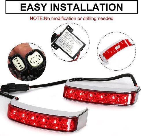 Ecotric LED LED SADDLEBAG RUNG RENGLE LIGHTING LIGHTS متوافقة مع Harley Touring 2014-2024 Street Glide Road Road King Electra Glide Tail Light (Lens Lens) in Saudi Arabia
