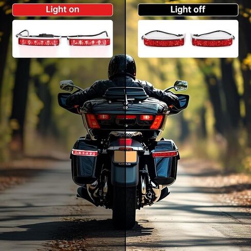 Ecotric LED LED SADDLEBAG RUNG RENGLE LIGHTING LIGHTS متوافقة مع Harley Touring 2014-2024 Street Glide Road Road King Electra Glide Tail Light (Lens Lens) in Saudi Arabia