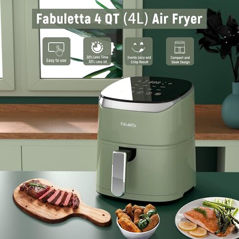 FABULETTA Air Fryer, 4 Quart Airfryer, 11-in-1 Functionality, 450F Max Crisp, Nonstick Basket, Diswasher Safe, Shake Reminder in Saudi Arabia