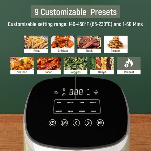 FABULETTA Air Fryer, 4 Quart Airfryer, 11-in-1 Functionality, 450F Max Crisp, Nonstick Basket, Diswasher Safe, Shake Reminder in Saudi Arabia
