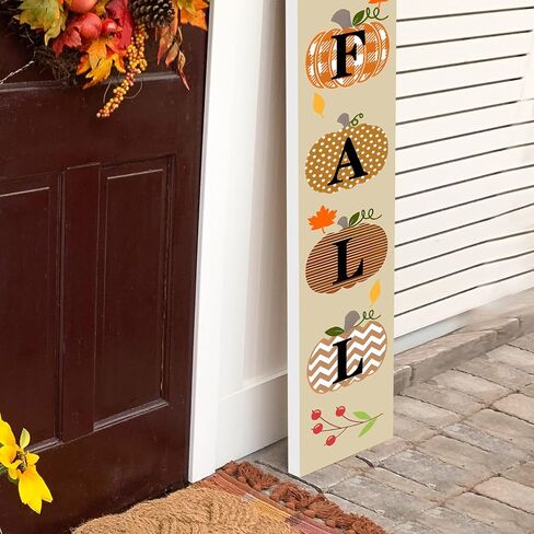 Two Sided Fall Christmas Welcome Sign For Front Porch, 47.2 Inchs Wooden Outdoor Tall Large Vertical Welcome Sign For Front Door Standing Porch Boards Decor, Outside Merry Autumn Winter Yard Home Decorations in Kuwait