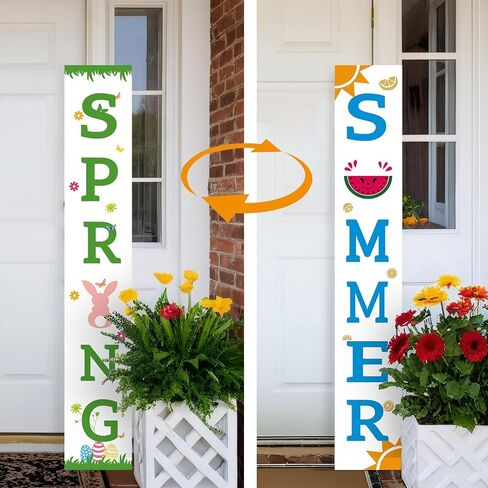 علامة ترحيب لعيد الميلاد على الوجهين للشرفة الأمامية، 47.2 بوصة خشبية في الهواء الطلق طويلة القامة علامة ترحيب رأسية كبيرة للباب الأمامي لوحات الشرفة الدائمة ديكور، خارج ديكورات المنزل في ساحة الخريف والشتاء المرح in Kuwait