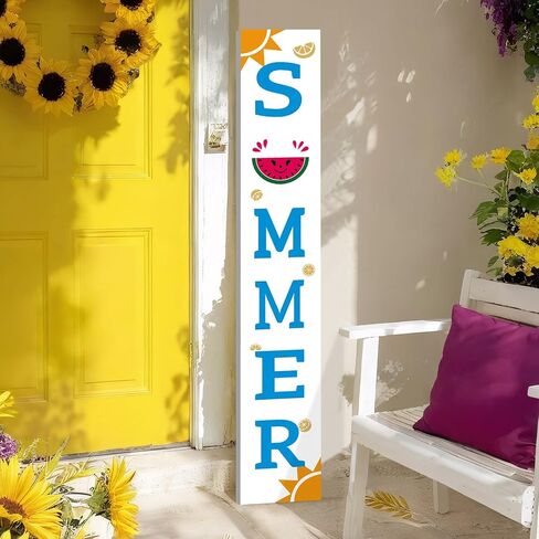 علامة ترحيب لعيد الميلاد على الوجهين للشرفة الأمامية، 47.2 بوصة خشبية في الهواء الطلق طويلة القامة علامة ترحيب رأسية كبيرة للباب الأمامي لوحات الشرفة الدائمة ديكور، خارج ديكورات المنزل في ساحة الخريف والشتاء المرح in Kuwait