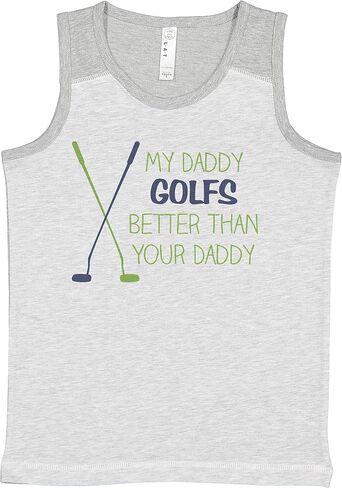 7 ate 9 Apparel Kids Funny Daddy Golfs Better Father's Day Light Grey Tank Top in Saudi Arabia