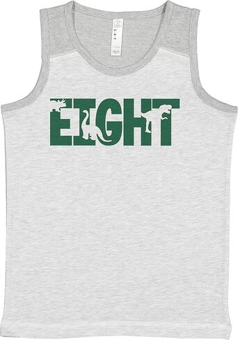 7 ate 9 Apparel Kids 8th Dino Dinosaur Birthday 8 Boy Eight Light Grey Tank in Saudi Arabia