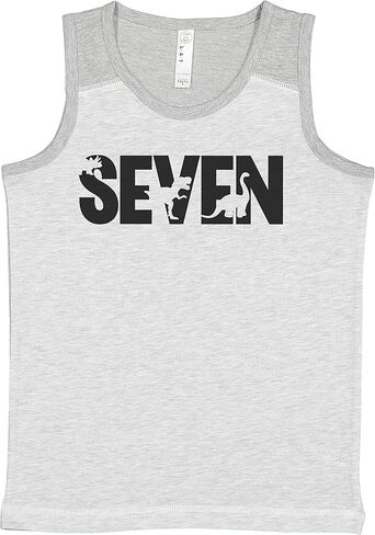 7 ate 9 Apparel Kids 7th Dinosaur Dino Birthday 7 Boy 7th Seven Light Grey Tank in Saudi Arabia