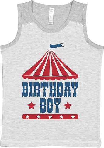 7 ate 9 Apparel Boy's Birthday Boy Circus Carnival Light Grey Contrast Tank Top in Kuwait