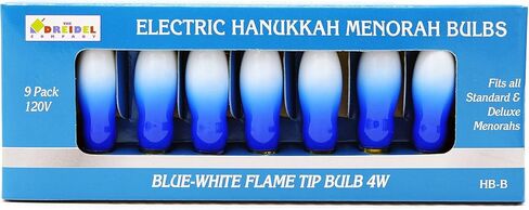 Menorah Bulbs Blue & White Electric Menorah Flame Shaped Replacement Bulbs (9-Pack),4 watts in Saudi Arabia