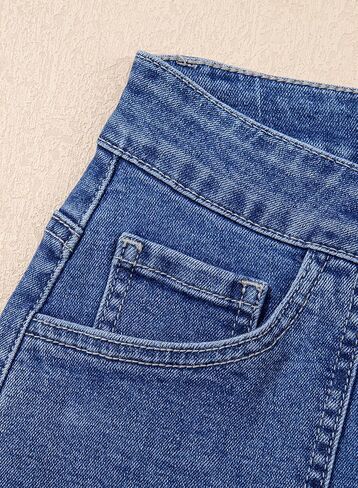SHEWIN Women's Wide Leg High Waisted Flare Jeans Stretchy Straight Leg Jeans Buttoned Denim Pants with Pockets in Saudi Arabia