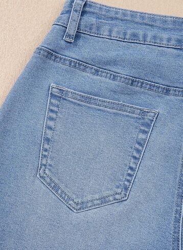 SHEWIN Women's Wide Leg High Waisted Flare Jeans Stretchy Straight Leg Jeans Buttoned Denim Pants with Pockets in Saudi Arabia