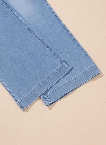 SHEWIN Women's Wide Leg High Waisted Flare Jeans Stretchy Straight Leg Jeans Buttoned Denim Pants with Pockets in Saudi Arabia