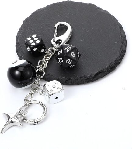 8 Ball Dice Charm Keychain, Charms Accessory for Bag Purse Backpack, Cute Y2k Keychain for Women Men (with TPU Phone Tether) in Saudi Arabia