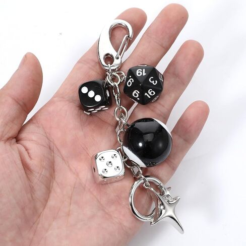 8 Ball Dice Charm Keychain, Charms Accessory for Bag Purse Backpack, Cute Y2k Keychain for Women Men (with TPU Phone Tether) in Saudi Arabia