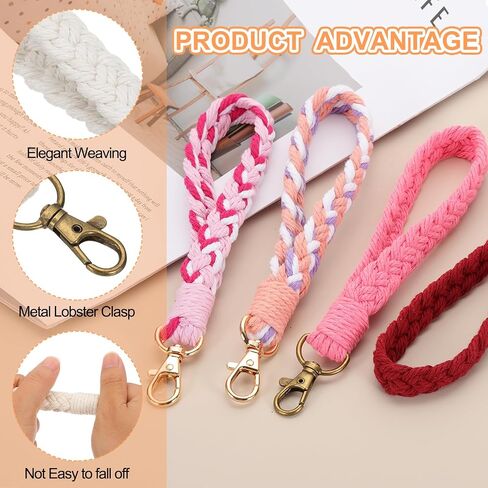 PATIKIL Boho Handmade Bracelet Keychain, Soft Macrame Keychain Braided Wristlet Strap for Gym in Saudi Arabia