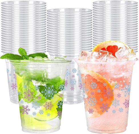 Whaline 50Pcs 12Oz Happy Birthday Bow Disposable Cup Pink Bowknot Coquette Plastic Party Cup Clear Glasses for Coffee Juice Drink Bachelorette Birthday Party Supplies in Kuwait