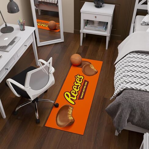 Ottomanson Reeses Logo Non-Slip Rubberback 2x5 Runner Rugs لغرفة المعيشة ، ديكور كهف ، عداء في الردهة ، سجادة غرفة نوم ، عداء المطبخ ، 20 "× 59" ، برتقالي in Kuwait